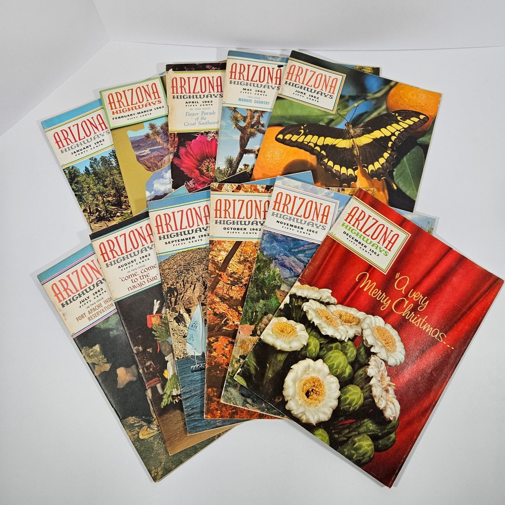 Vintage 1962 Arizona‎ Highways Magazine Complete Year AZ Golden Anniversary